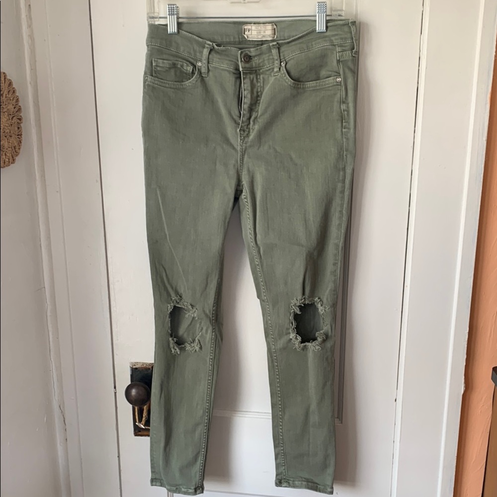Free People Olive Green Jeans